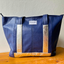 Sustainable blue tote bag with silver details from pineapple fibre leather.