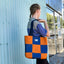 Teresa's Orange Reversible Cloud Checker Tote